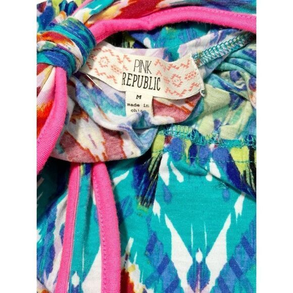 Pink Republic Womens Geometric Racerback Top Sleeveless‎ Blue Pink Size Medium - Picture 2 of 10